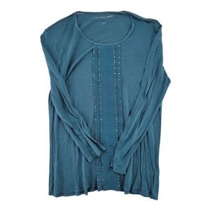 Calvin Klein Jeans Teal Long Sleeve Embellished Top Size M